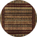 Round Machine Washable Abstract Brown Modern Rug, wshabs666brn