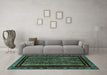 Machine Washable Abstract Turquoise Modern Area Rugs in a Living Room,, wshabs666turq