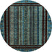 Round Machine Washable Abstract Light Blue Modern Rug, wshabs666lblu