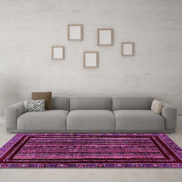 Machine Washable Abstract Pink Modern Rug in a Living Room, wshabs666pnk
