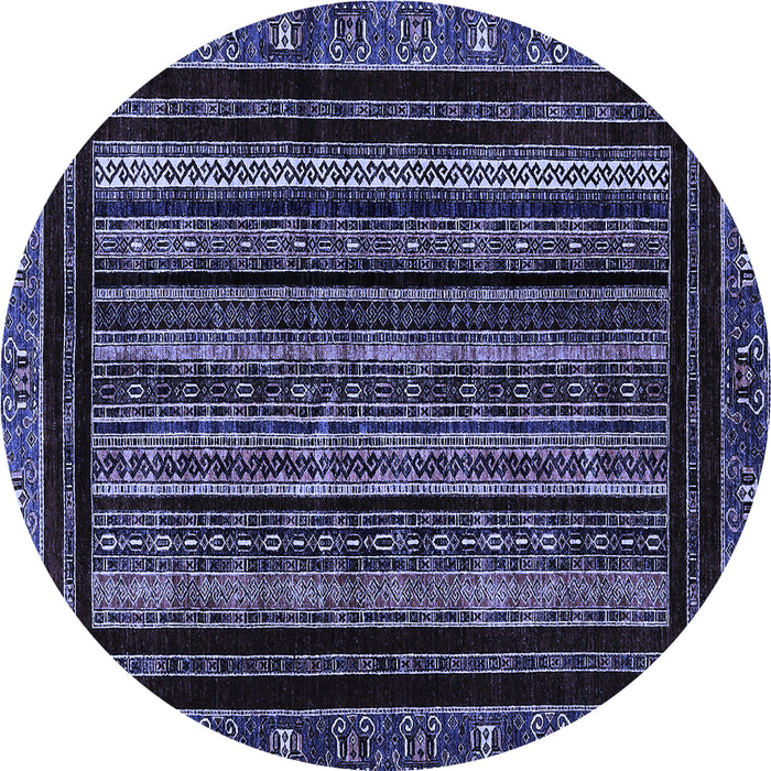 Round Machine Washable Abstract Blue Modern Rug, wshabs666blu