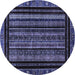 Round Machine Washable Abstract Blue Modern Rug, wshabs666blu