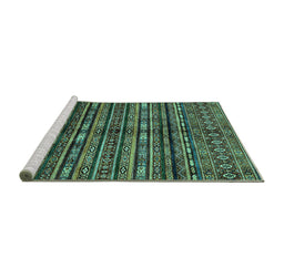 Sideview of Machine Washable Abstract Turquoise Modern Area Rugs, wshabs667turq