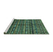 Sideview of Machine Washable Abstract Turquoise Modern Area Rugs, wshabs667turq