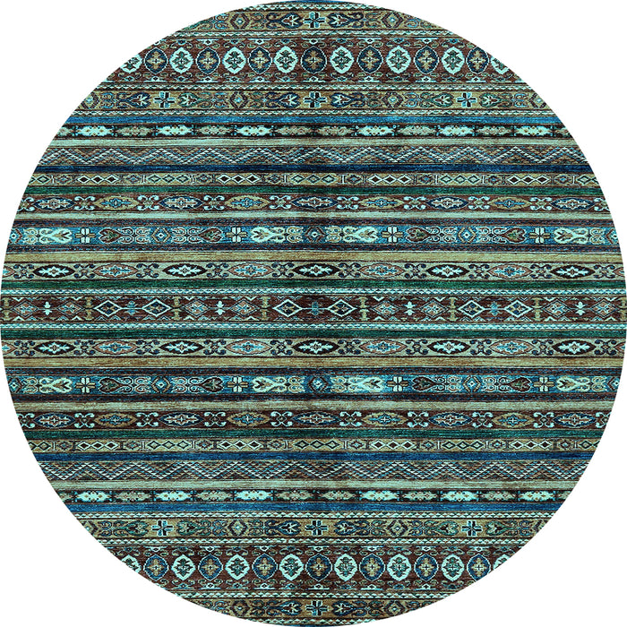 Round Machine Washable Abstract Light Blue Modern Rug, wshabs667lblu
