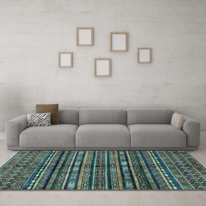 Machine Washable Abstract Light Blue Modern Rug in a Living Room, wshabs667lblu