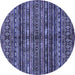 Round Abstract Blue Modern Rug, abs667blu