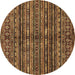 Round Machine Washable Abstract Brown Modern Rug, wshabs667brn