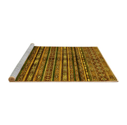 Sideview of Machine Washable Abstract Yellow Modern Rug, wshabs667yw