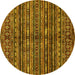 Round Machine Washable Abstract Yellow Modern Rug, wshabs667yw