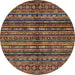 Round Abstract Red Modern Rug, abs667