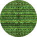 Round Machine Washable Abstract Green Modern Area Rugs, wshabs667grn