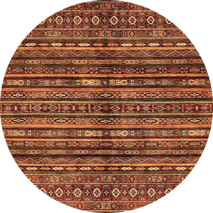 Round Machine Washable Abstract Orange Modern Area Rugs, wshabs667org