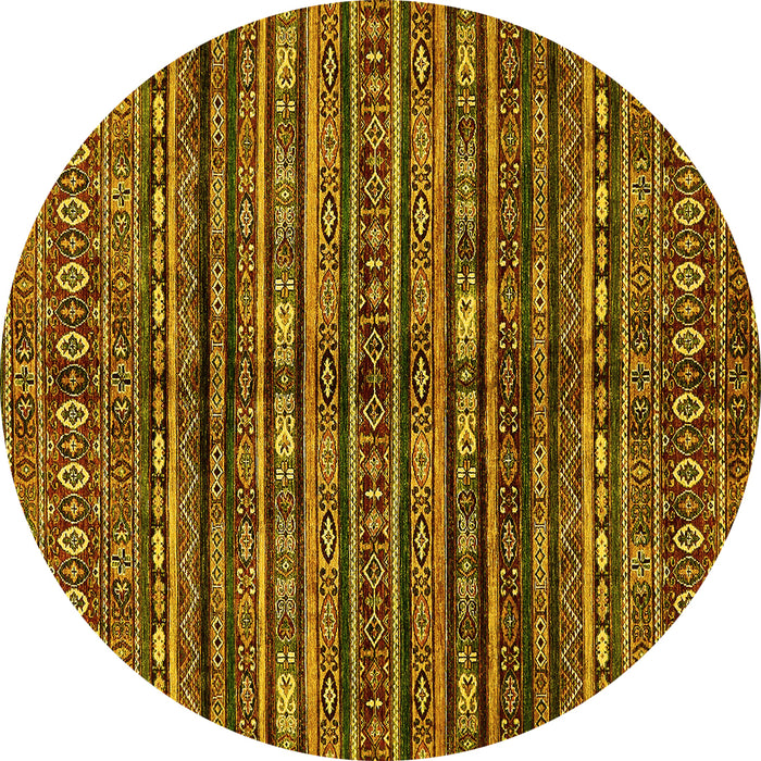 Round Abstract Yellow Modern Rug, abs667yw
