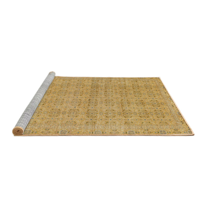 Sideview of Machine Washable Abstract Cinnamon Brown Rug, wshabs668