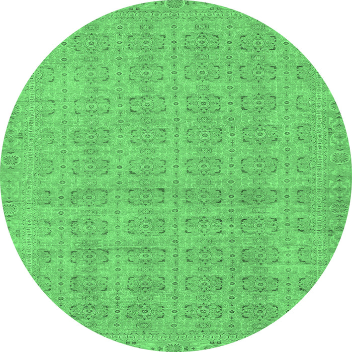 Round Abstract Emerald Green Modern Rug, abs668emgrn