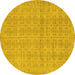 Round Abstract Yellow Modern Rug, abs668yw