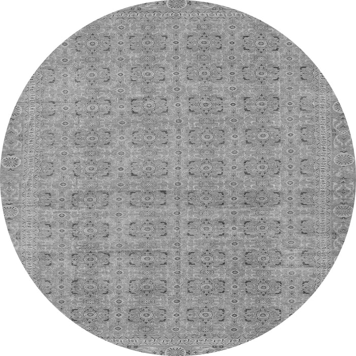 Round Machine Washable Abstract Gray Modern Rug, wshabs668gry