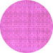 Round Machine Washable Abstract Purple Modern Area Rugs, wshabs668pur