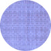 Round Abstract Blue Modern Rug, abs668blu