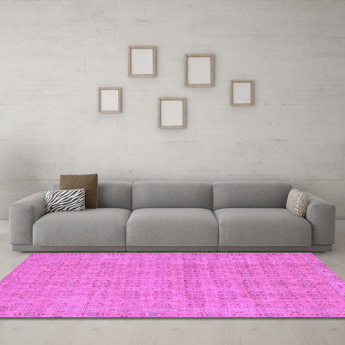 Machine Washable Abstract Purple Modern Area Rugs in a Living Room, wshabs668pur