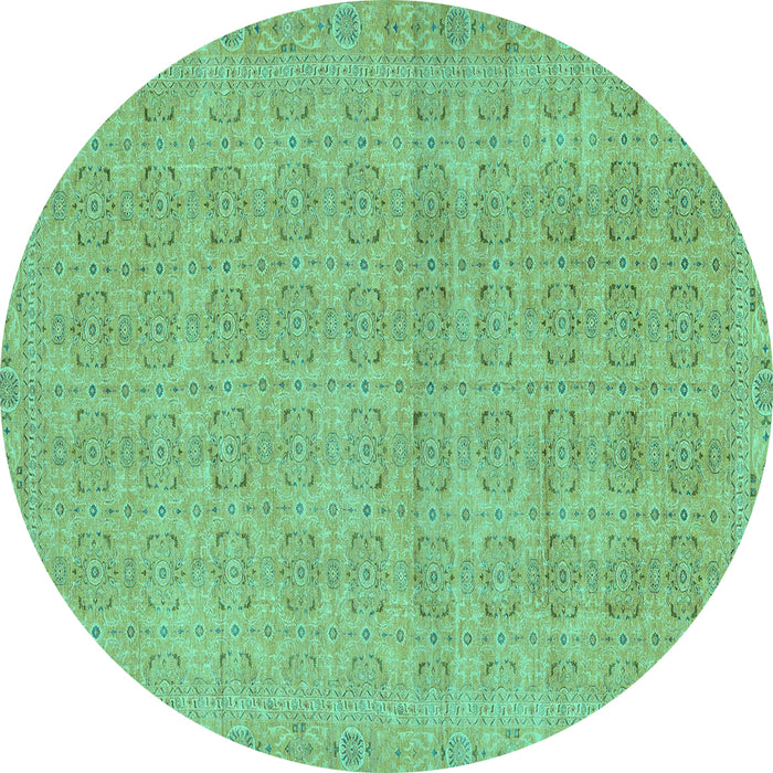 Round Abstract Turquoise Modern Rug, abs668turq