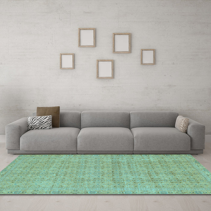 Machine Washable Abstract Light Blue Modern Rug in a Living Room, wshabs668lblu