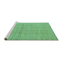 Sideview of Machine Washable Abstract Turquoise Modern Area Rugs, wshabs668turq