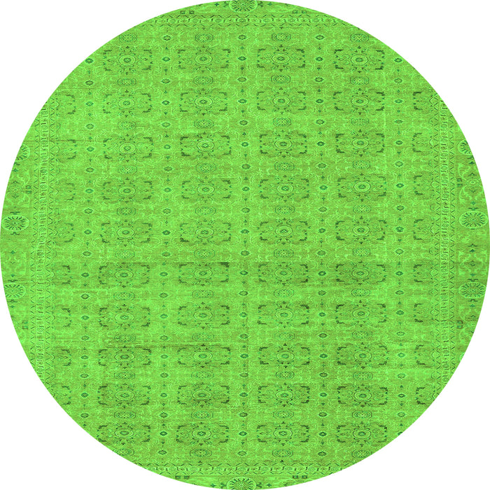 Round Abstract Green Modern Rug, abs668grn