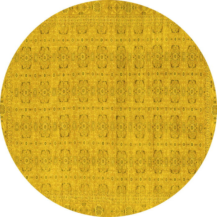 Round Machine Washable Abstract Yellow Modern Rug, wshabs668yw