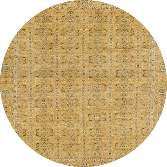 Round Abstract Cinnamon Brown Modern Rug, abs668