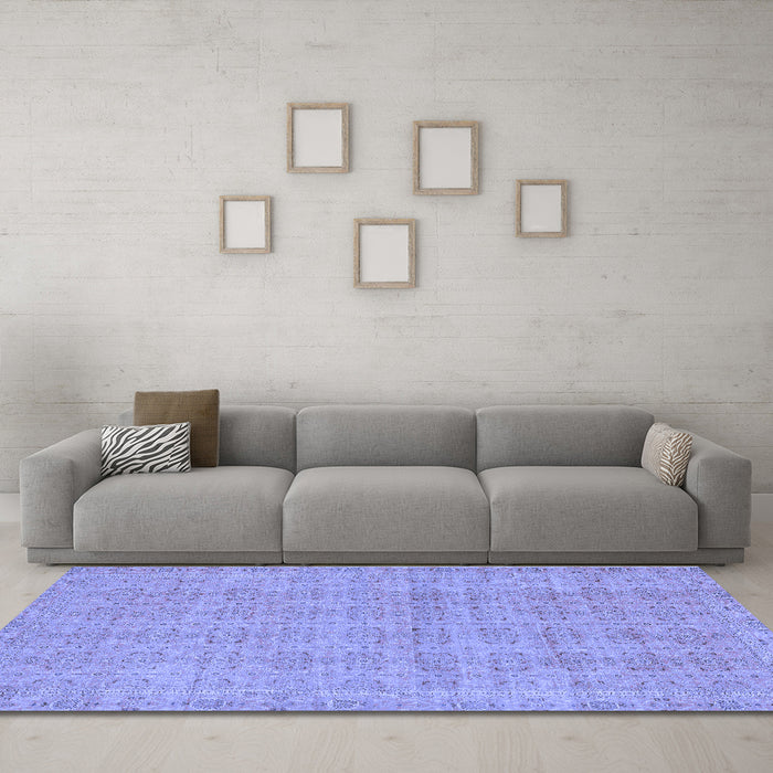 Machine Washable Abstract Blue Modern Rug in a Living Room, wshabs668blu