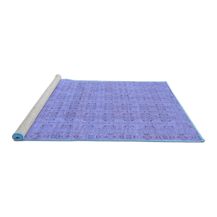 Sideview of Machine Washable Abstract Blue Modern Rug, wshabs668blu