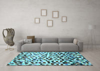 Machine Washable Abstract Light Blue Modern Rug, wshabs669lblu