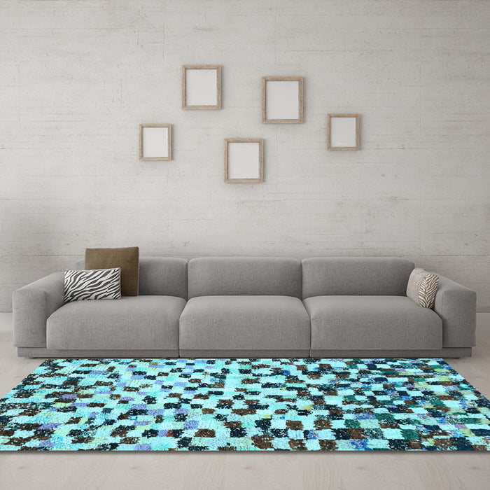 Machine Washable Abstract Light Blue Modern Rug in a Living Room, wshabs669lblu
