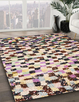 Abstract Maroon Purple Modern Rug in Family Room, abs669