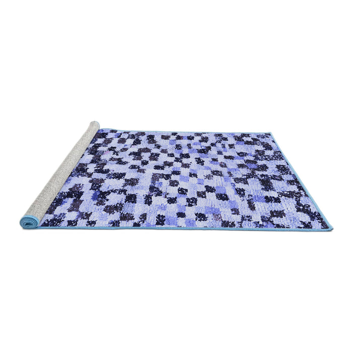 Sideview of Machine Washable Abstract Blue Modern Rug, wshabs669blu