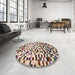 Round Abstract Maroon Purple Modern Rug in a Office, abs669