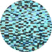 Round Machine Washable Abstract Light Blue Modern Rug, wshabs669lblu