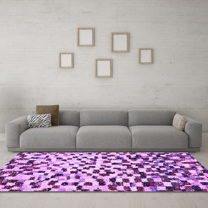 Machine Washable Abstract Purple Modern Area Rugs in a Living Room, wshabs669pur