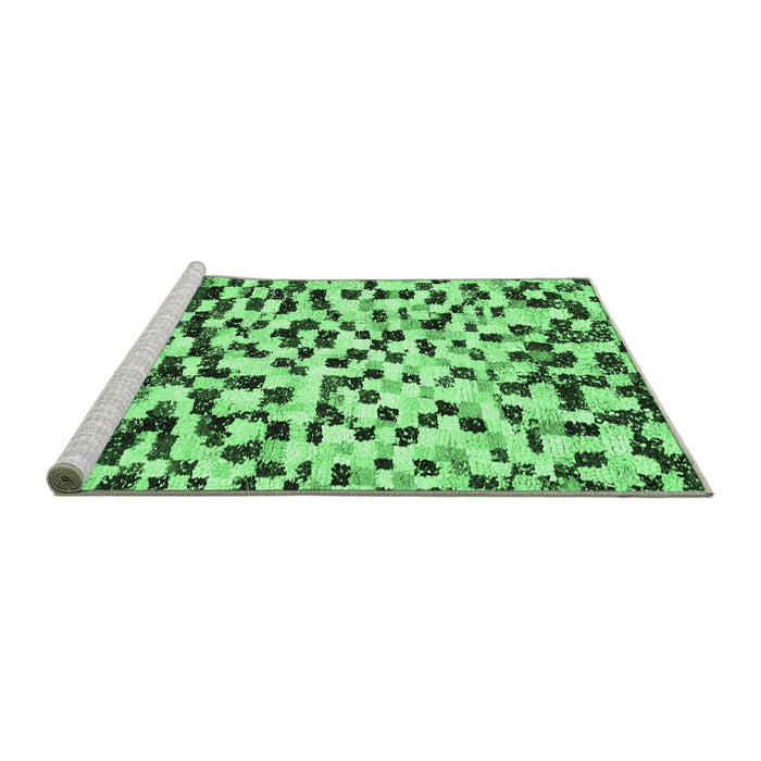 Sideview of Machine Washable Abstract Emerald Green Modern Area Rugs, wshabs669emgrn