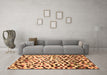 Machine Washable Abstract Orange Modern Area Rugs in a Living Room, wshabs669org