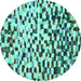 Round Machine Washable Abstract Turquoise Modern Area Rugs, wshabs669turq
