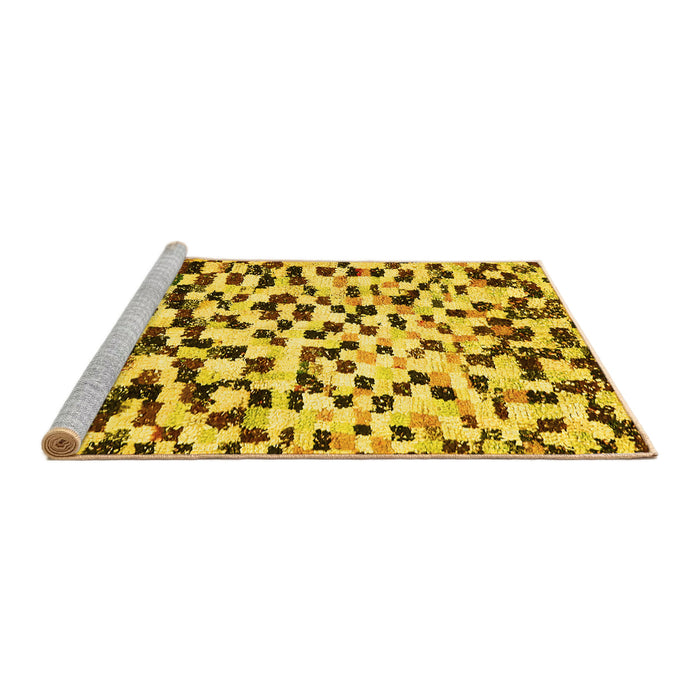 Sideview of Machine Washable Abstract Yellow Modern Rug, wshabs669yw