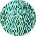 Round Abstract Turquoise Modern Rug, abs669turq