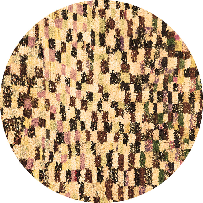 Round Machine Washable Abstract Brown Modern Rug, wshabs669brn