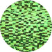 Round Machine Washable Abstract Green Modern Area Rugs, wshabs669grn