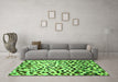 Machine Washable Abstract Green Modern Area Rugs in a Living Room,, wshabs669grn