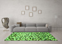 Machine Washable Abstract Green Modern Rug, wshabs669grn