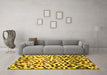 Machine Washable Abstract Yellow Modern Rug in a Living Room, wshabs669yw